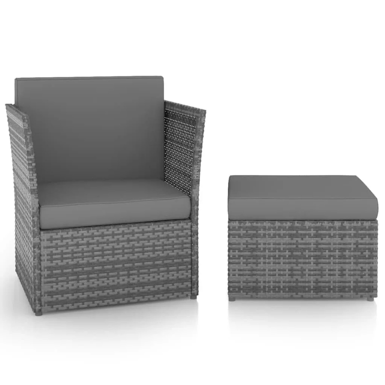 Furnicato Gartensessel Mit Hocker Poly Rattan Anthrazit