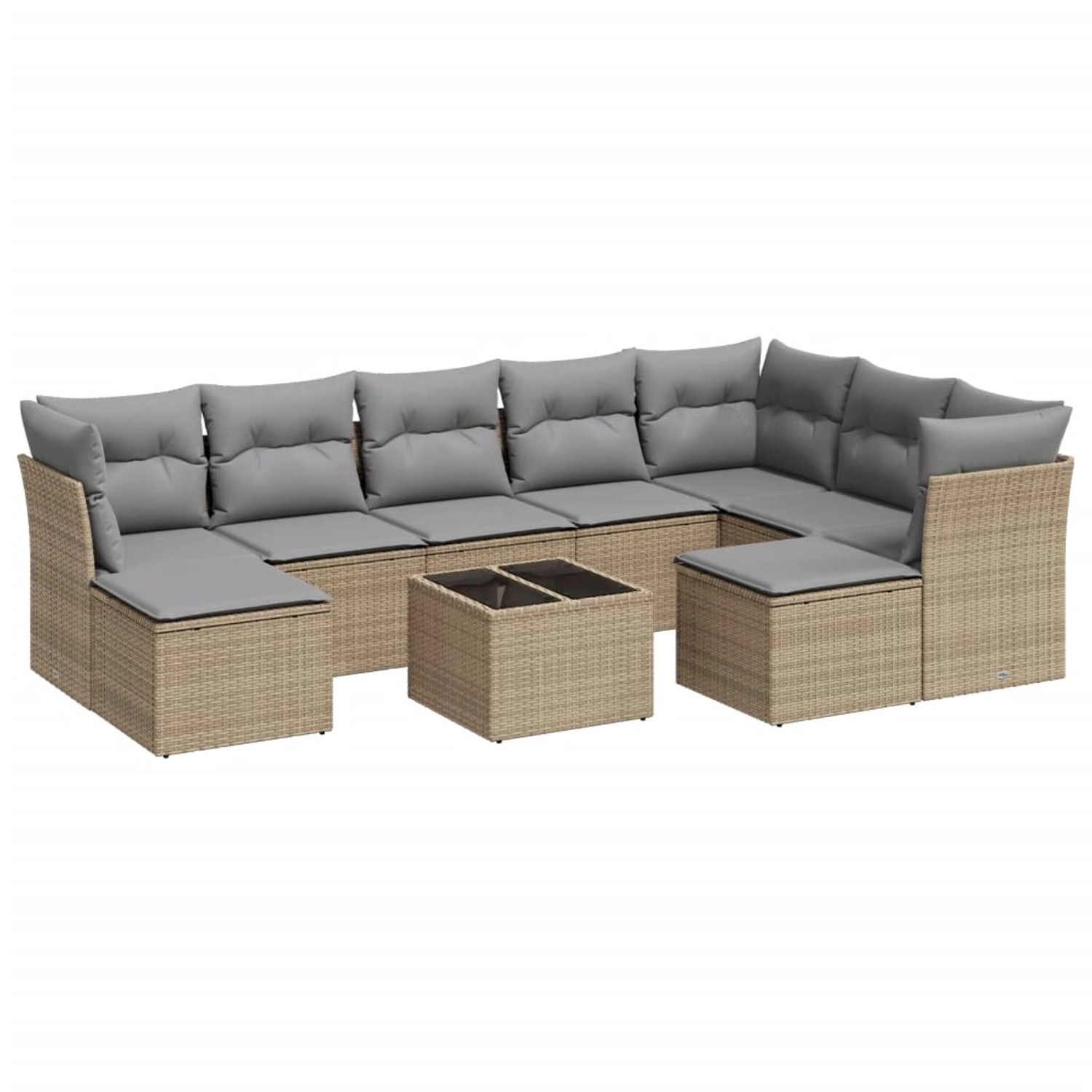 vidaXL 10-tlg Garten-Sofagarnitur mit Kissen Beige Poly Rattan Modell 14 günstig online kaufen