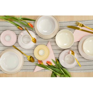 Ritzenhoff & Breker Jasper Frühstücks-Set, 18-teilig, rosa, mit Tellern, Schalen und Bechern.