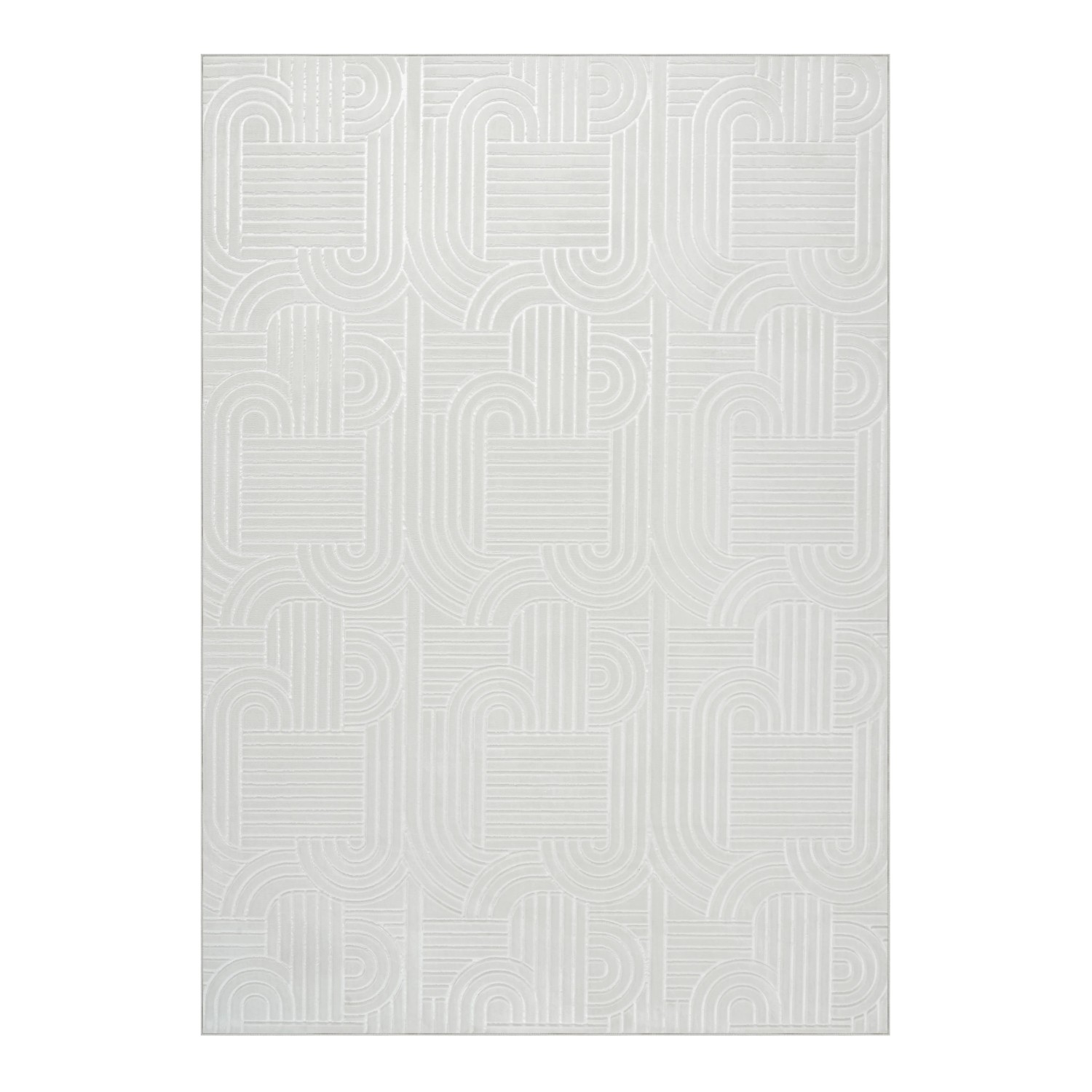 MeGusta Teppich Calma 125 Weiß 80x150 cm  Pflegeleicht  Modern