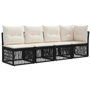 vidaXL Gartensofa-set 11 Stk Schwarz Poly-Rattan 3436054