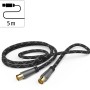 Hama Antennenkabel, 5 m, Koax-Stecker auf -Kupplung, vergoldet, 120 dB, für TV-Geräte.