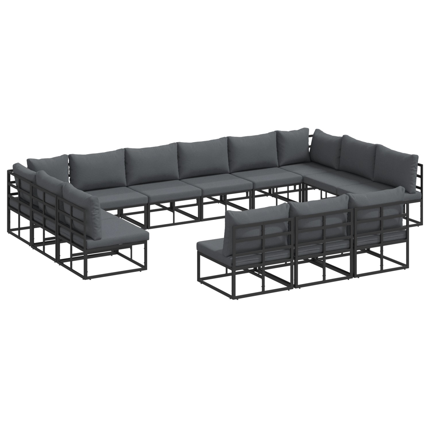 vidaXL Garten-Sofa-Set mit Kissen 13-Tlg Schwarz Aluminium 3378920 günstig online kaufen