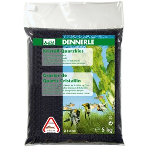 Dennerle Aquarium Kristall-Quarzkies Diamantschwarz, 1-2 mm, 5 kg Sack. Bodengrund für Aquarien.