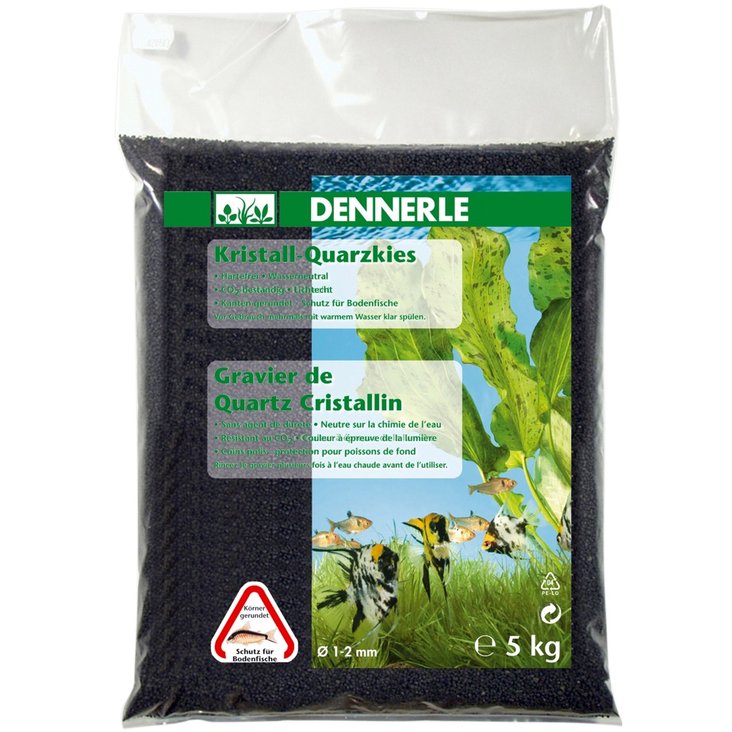 Dennerle Aquarium Kristall-Quarzkies 1-2 mm Diamantschwarz 5 kg