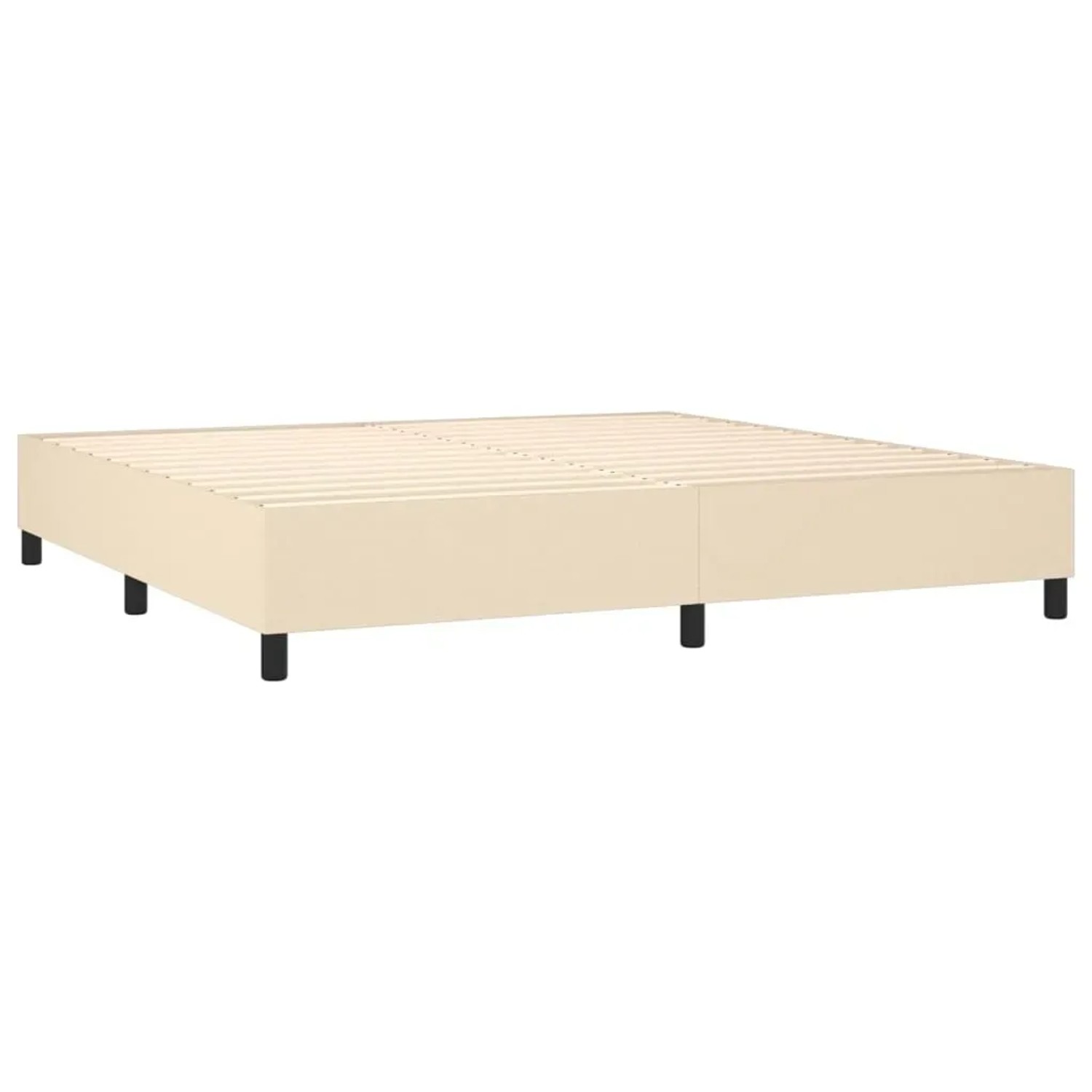 Boxspringbett vidaXL, creme, 200x200 cm, Stoff. Bettrahmen ohne Kopfteil und Matratze.