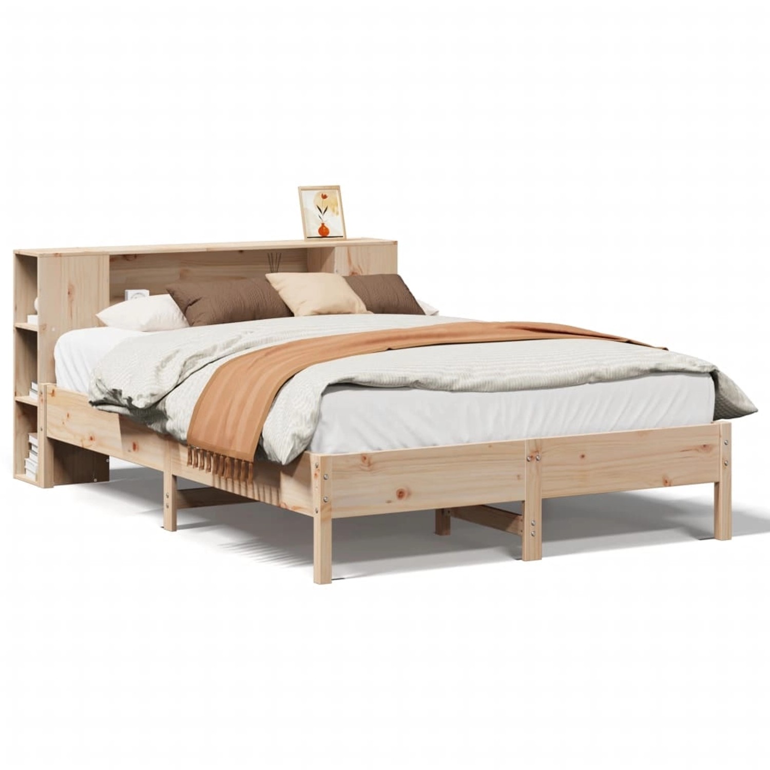 vidaXL Massivholzbett mit Regal ohne Matratze 150x200 cm Kiefer 3322828 günstig online kaufen