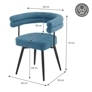 ML-Design Esszimmerstühle Drehbar 4Er Set Blau Teddy-Stoff