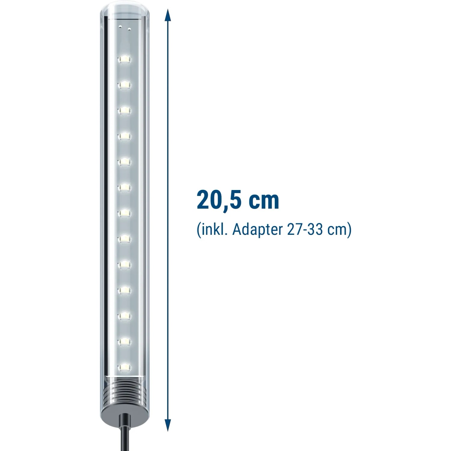 Tetra LightWave 270 LED Beleuchtung-Set für Aquarien, silberfarben, mit Größenangabe.