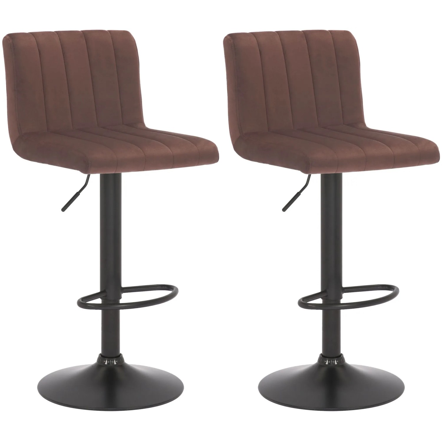 DELUKE 2er Set Barhocker NUBEL Samt Braun 41x49x87cm Barstuhl Höhenverstellbar Mit Lehne Drehbar Tresenhocker Tresenstuh...