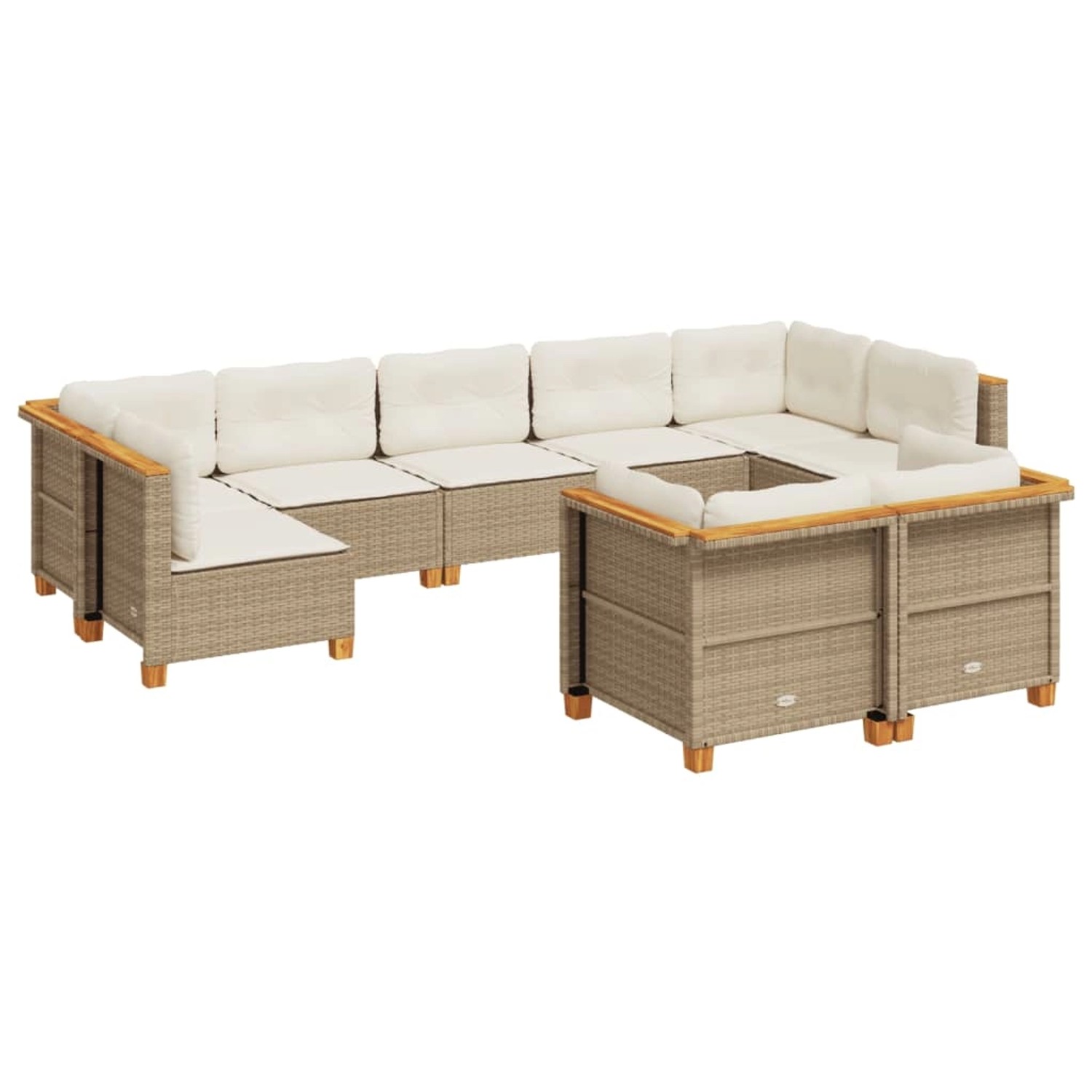 vidaXL 9-Tlg Garten-Sofagarnitur mit Kissen Beige Poly Rattan 3261991 günstig online kaufen