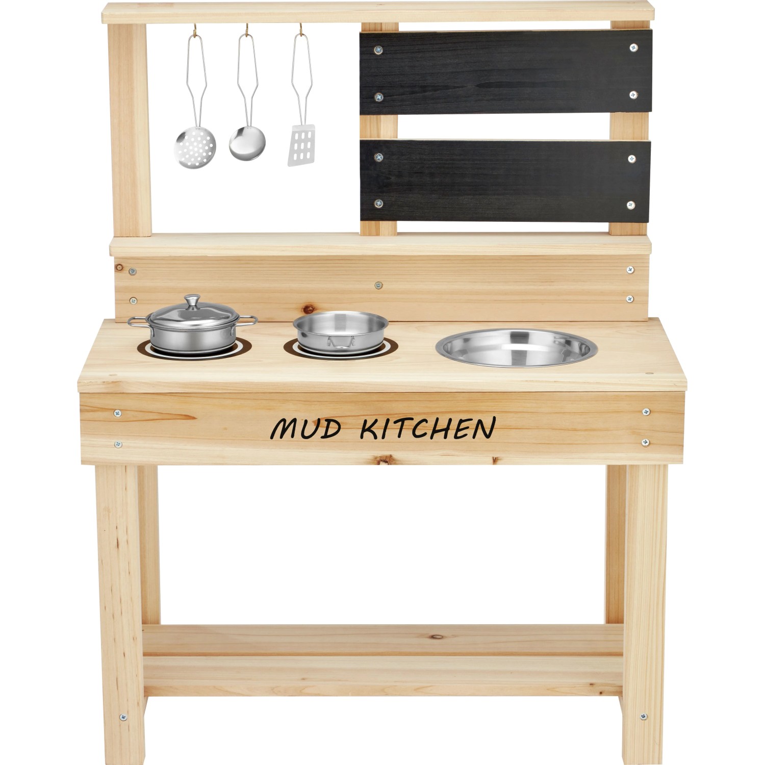 Matschküche mit Kreidetafel und Küchen-Set 60 cm x 30 cm x 75 cm