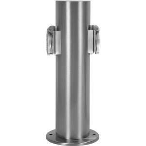 Jardinion Steckdosensäule aus Edelstahl, 2 Steckdosen für den Außenbereich.