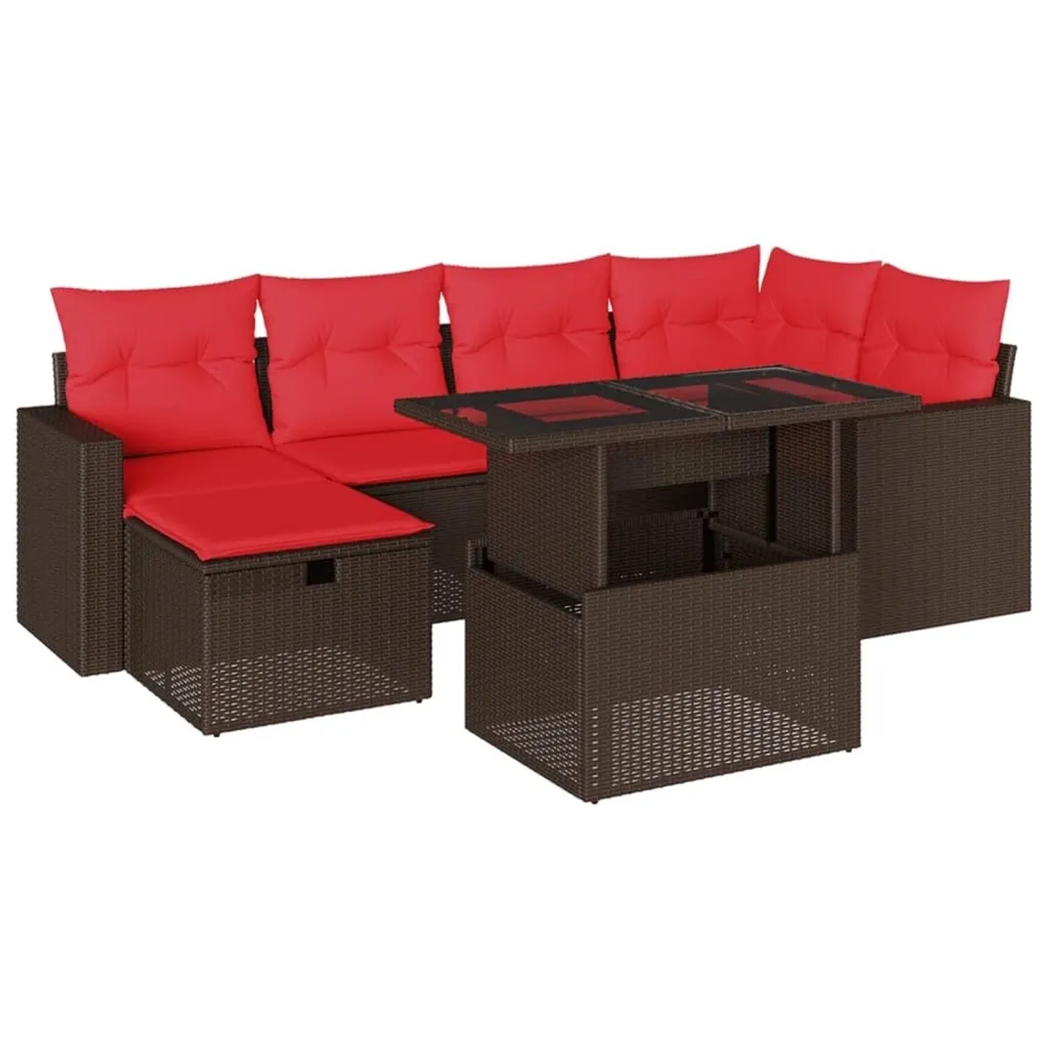 vidaXL 7-Tlg Gartensofa-Set mit Kissen Braun Polyrattan 3274824 günstig online kaufen