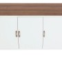 Weiße MCW Kommode L84-3 mit Holzplatte, 3 Türen und Metallfüßen.