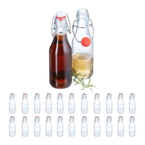 Relaxdays Bügelflaschen 24er Set Glas Transparent Luftdicht 20 cm x 6 cm