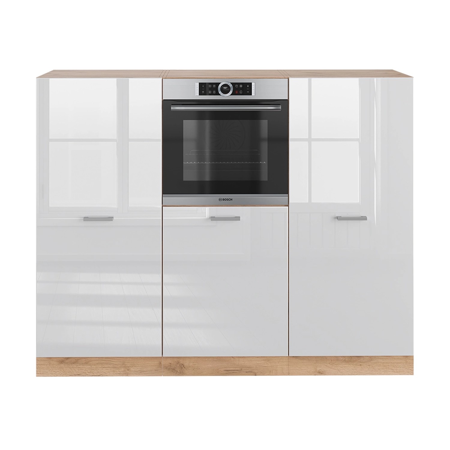 Vicco R-Line Küchenblock Weiß Hochglanz/Goldkraft Eiche 180 cm ohne Arbeits günstig online kaufen