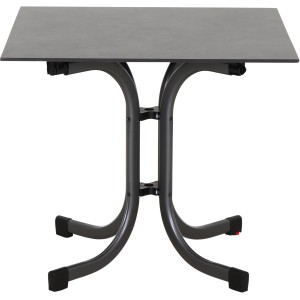 Quadratischer, anthrazitfarbener Siena Garden Klapptisch Sola, 80x80 cm, ideal für Balkon und Garten.