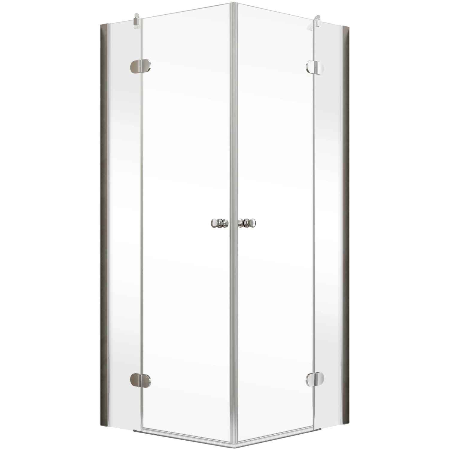 Schulte Eckeinstieg MasterClass, 4-teilig, Chromoptik, mit klarem Glas. Eckeinstieg für Fliesenmontage.