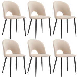 Merax Esszimmerstuhl 6Er Set Beige Samt Metallgestell