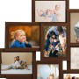 Dunkelbrauner Collage Bilderrahmen für 10 Fotos (10x15 cm) aus MDF, Dekoartikel für Wohnaccessoires.