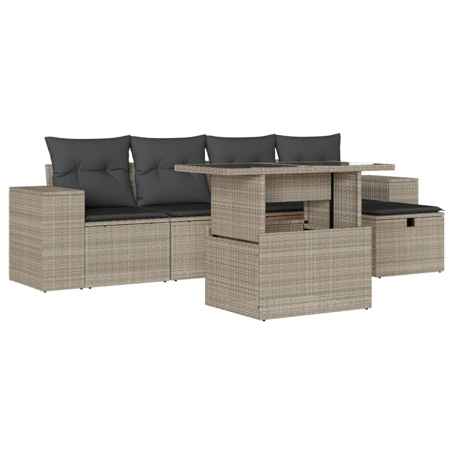 vidaXL 6-Tlg Garten-Sofagarnitur mit Kissen Hellgrau Poly Rattan 3275292 günstig online kaufen