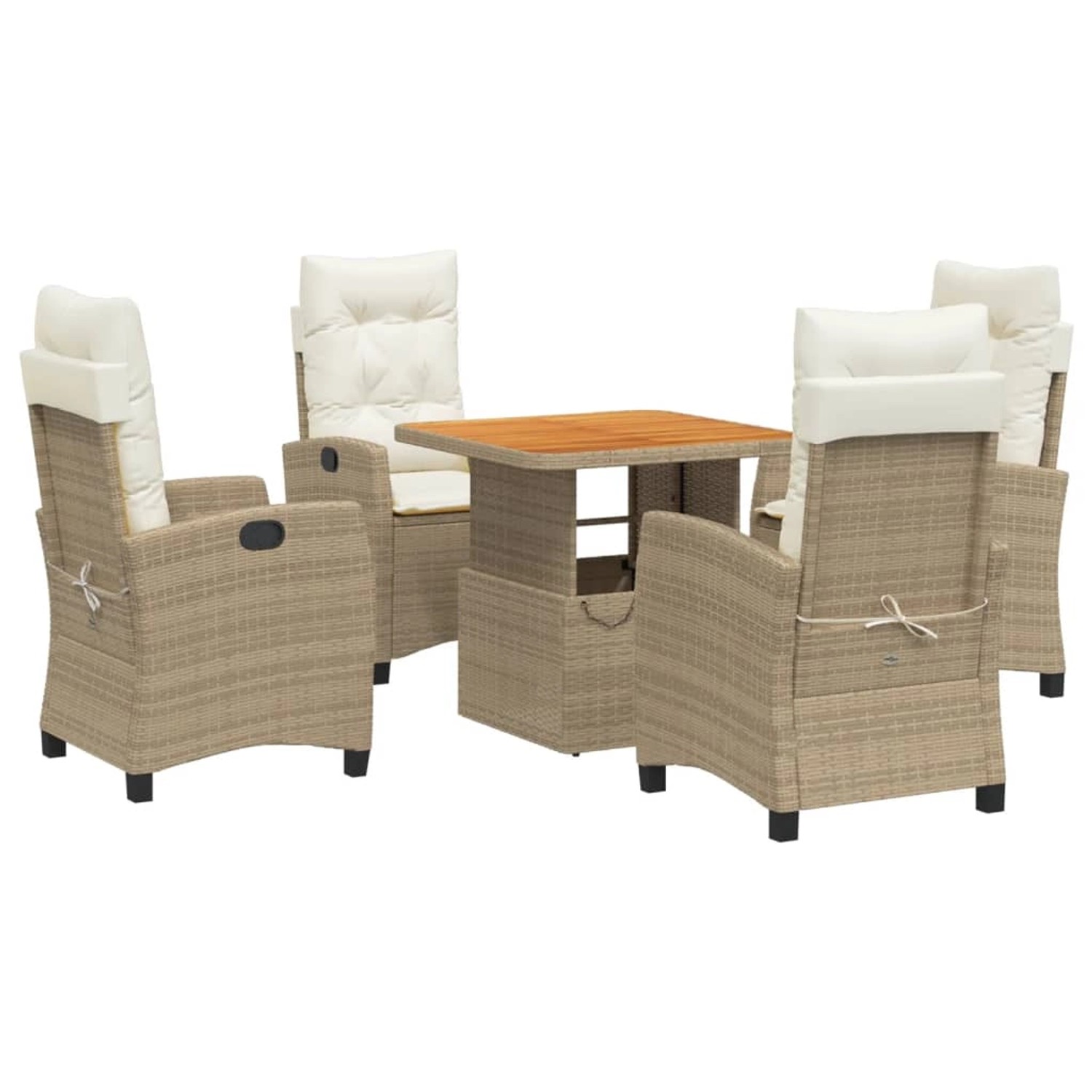 vidaXL 5-Tlg Garten-Essgruppe mit Kissen Beige Poly Rattan 3277410 günstig online kaufen
