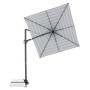 Doppler Ampelschirm myZone AX, 210x210 cm, Blockstreifen blau-grau, mit Kurbel und schwenkbar.