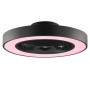 Schwarze LED-Deckenleuchte Catania mit Ventilator und RGB-Beleuchtung, Ø 48,6 cm.