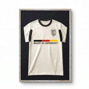 Silberner Echtholz Trikotrahmen 60x80 cm mit Trikot "Made in Germany".