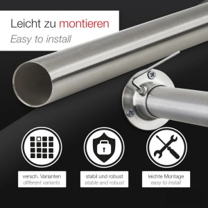 SOTECH 1 Paar Kleiderstangen Schrankstangenlager Circle 25 Edelstahl Rund