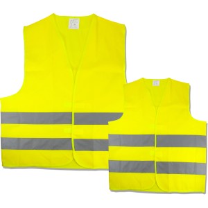 Gelbes Warnwesten 4er-Set (2x XL, 2x S) mit Reflektorstreifen für Pannenhilfe und Erste Hilfe.