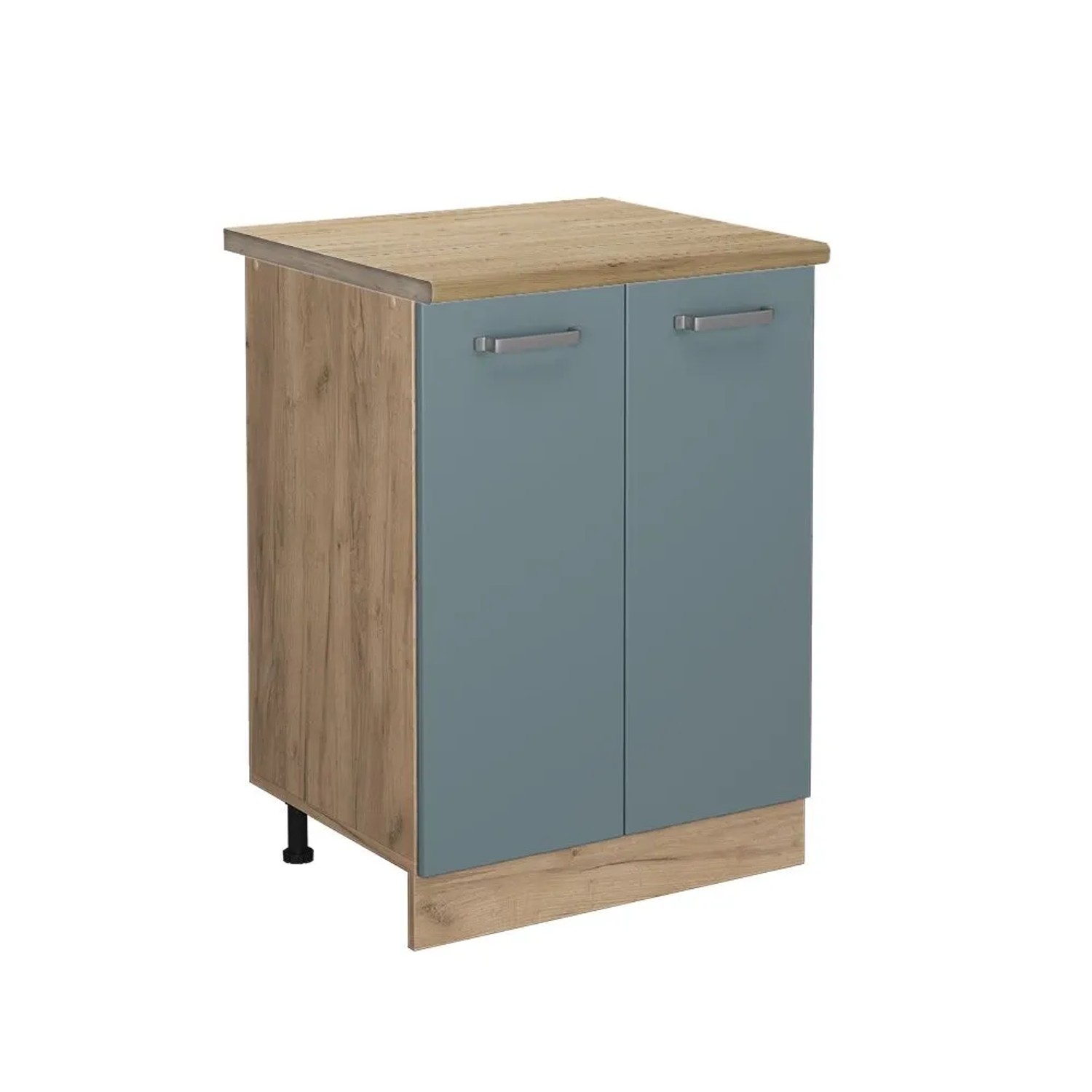 Vicco Küchenunterschrank R-Line Blau-Grau Goldkraft Eiche 60 cm AP Eiche