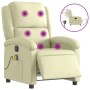 Elektrischer Massagesessel in Creme aus Echtleder mit Vibrationsmassage und verstellbarer Rückenlehne.