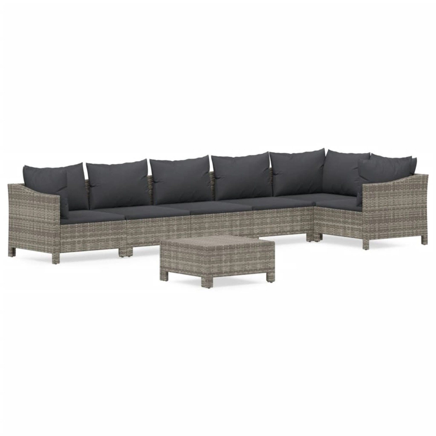 Thumbnail - vidaXL 7-tlg Garten-Lounge-Set mit Kissen Grau Poly Rattan Modell 48