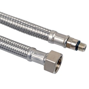Flexibler Kirchhoff Anschlussschlauch, 500 mm, Edelstahl, mit 3/8IG und M8 Anschluss.
