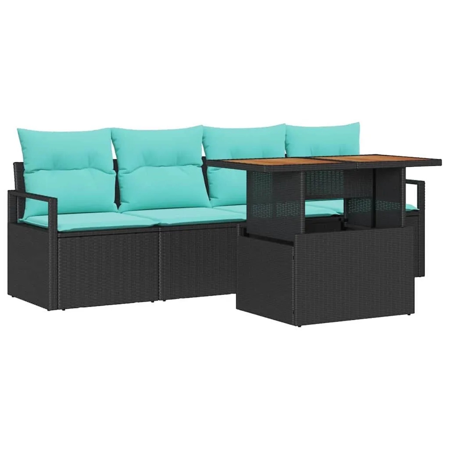vidaXL Garten-Sofa-Set mit Kissen 5-Tlg Schwarz und Blau 3349647