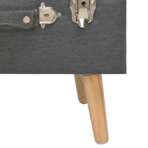 Detailansicht: Dunkelgrauer vidaXL Hocker mit Stauraum und Holzfüßen.