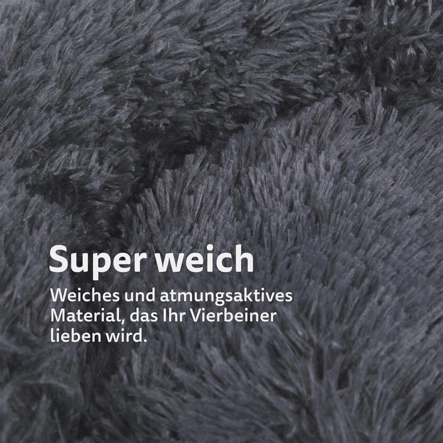 Detailaufnahme: Anthrazitfarbenes, flauschiges Hundebett/Katzenbett (Bestlivings Haustierbett Fluffy)