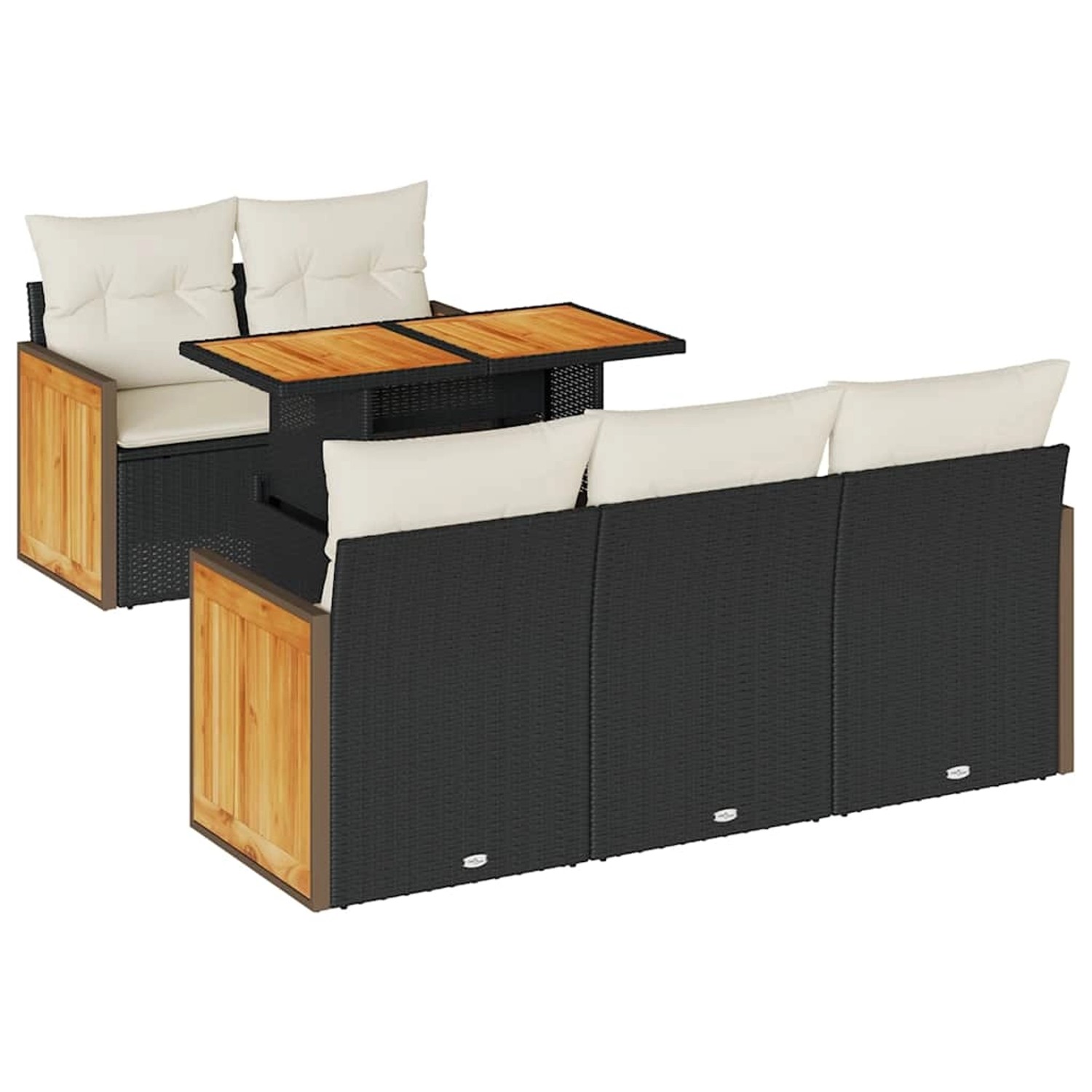 vidaXL 6-Tlg Garten-Sofagarnitur mit Kissen Schwarz Poly Rattan 3327661 günstig online kaufen