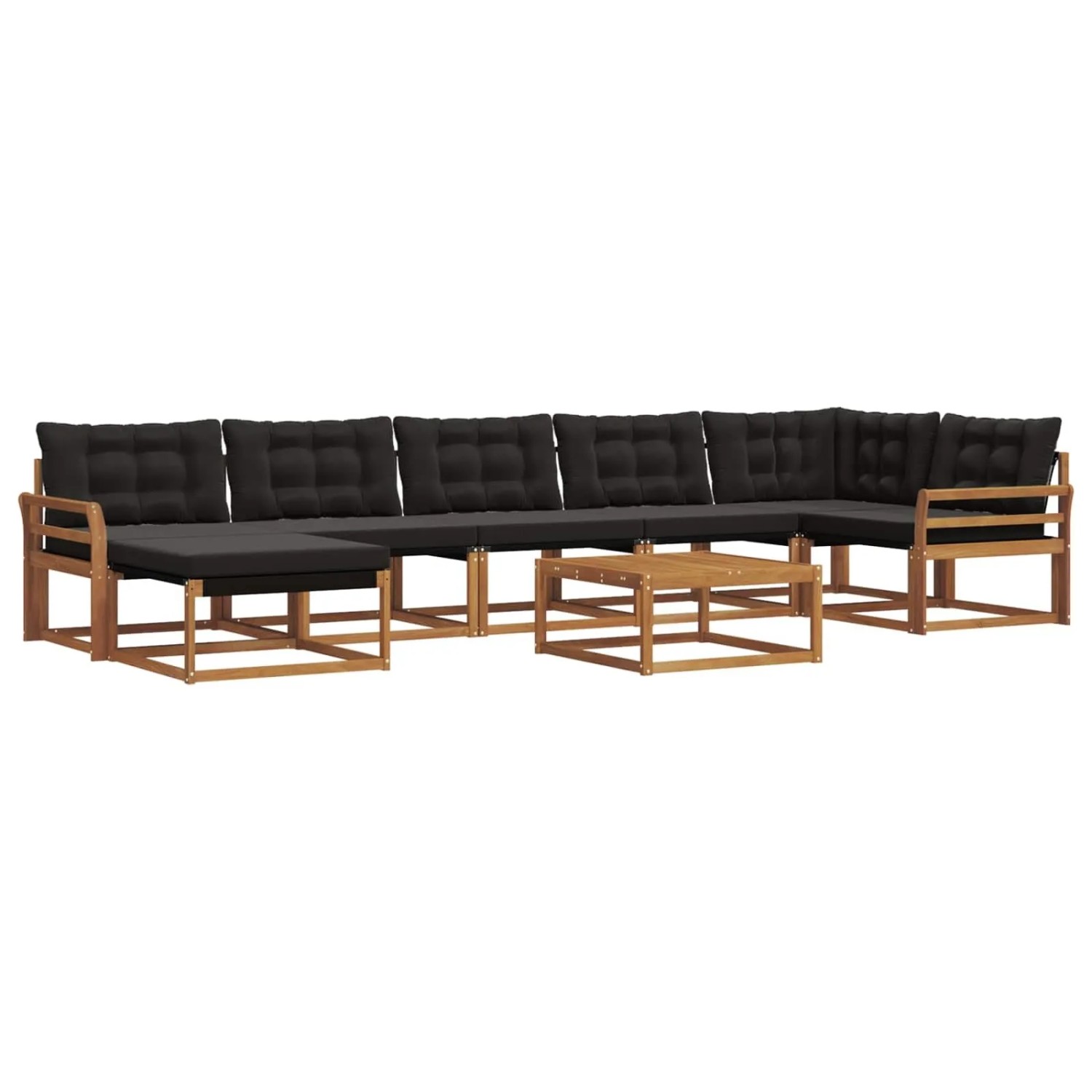 vidaXL Outdoor-Sofagarnitur mit Kissen 22-Tlg Natur und Schwarz 3369699