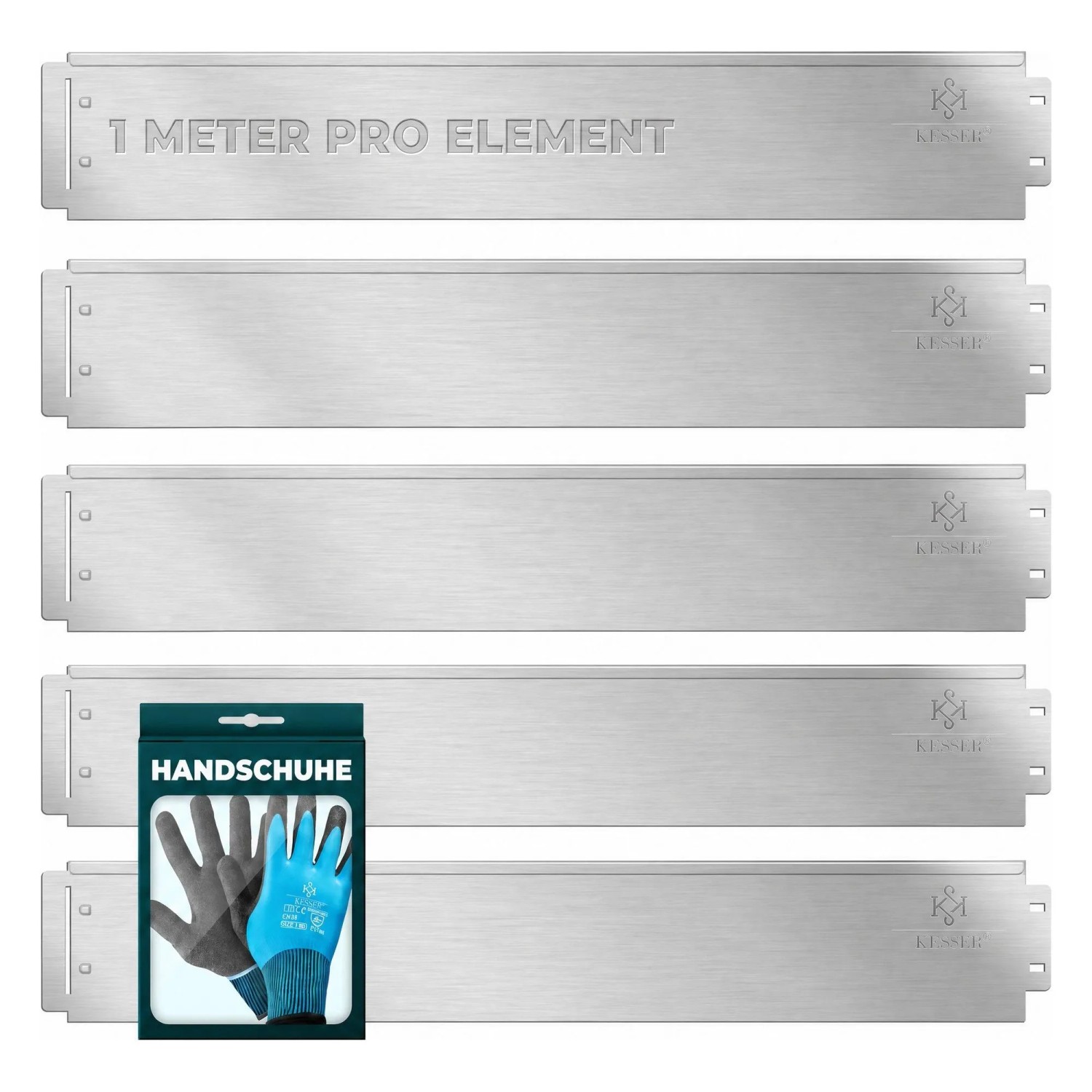 KESSER Rasenkante Beeteinfassung Metall Länge 20 m Höhe 18 cm Silber