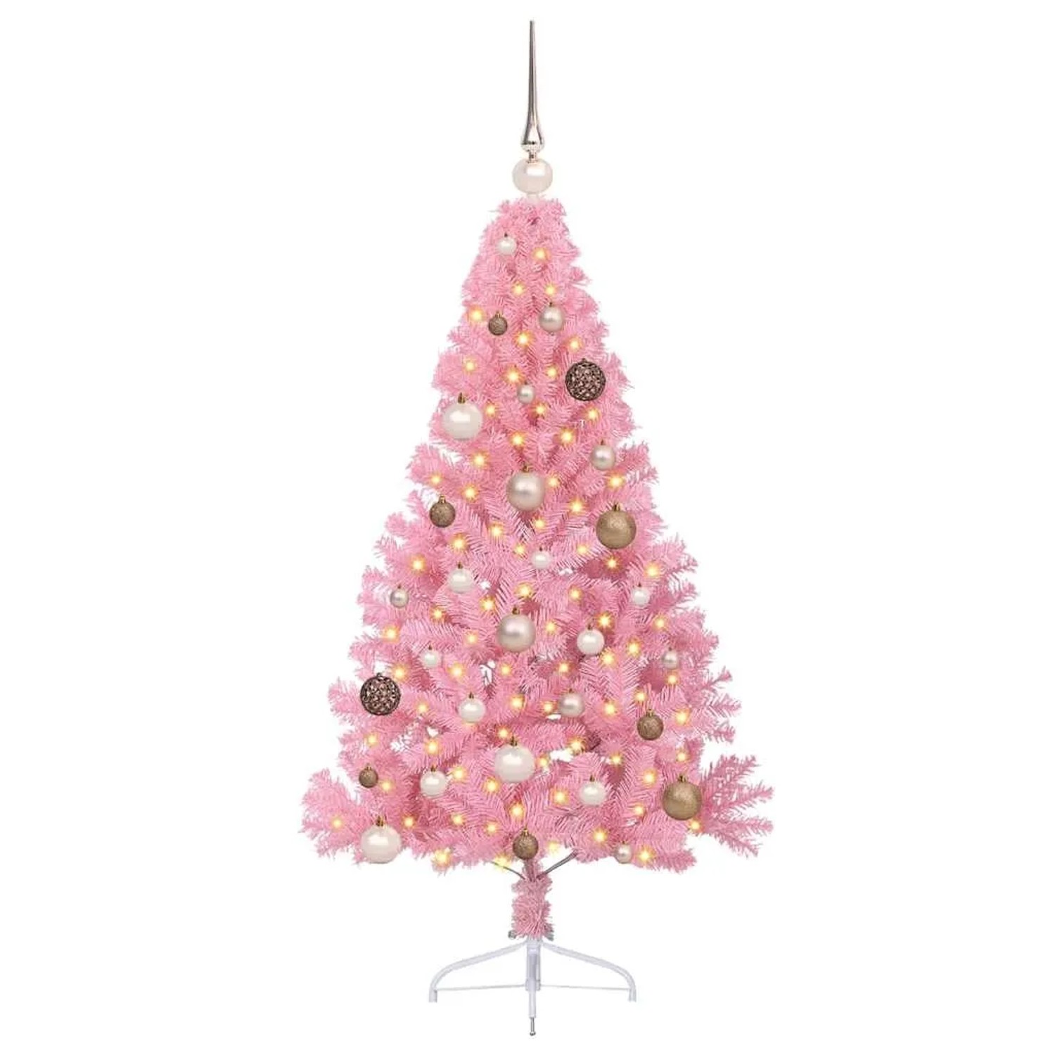 vidaXL Künstlicher Vorbeleuchteter Weihnachtsbaum Rosa 150 cm PVC 3397061