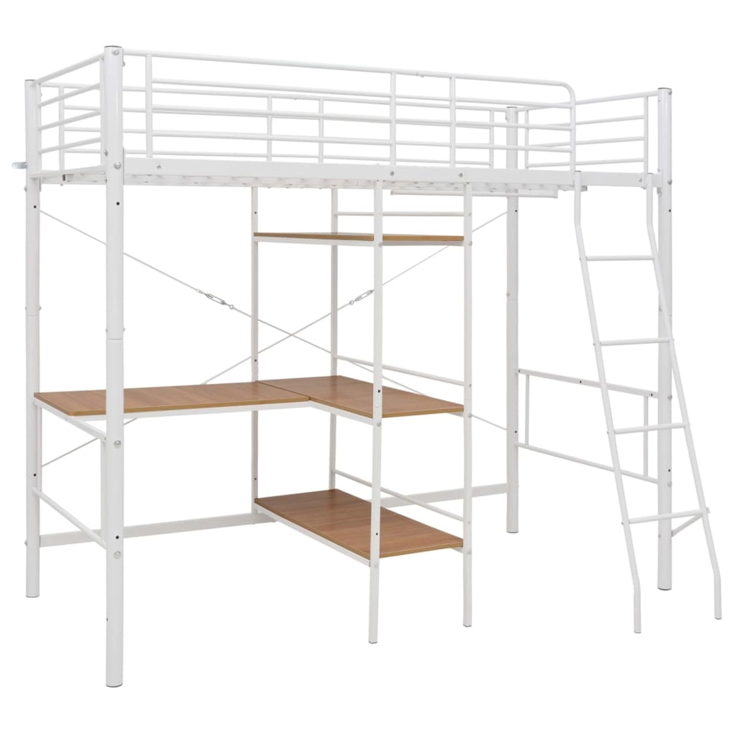 vidaXL Etagenbett mit Tischrahmen Weiß Metall 90x200 cm621526