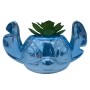 Blauer Disney Stitch 3D Blumentopf aus Keramik mit Metallic-Finish, 9 cm hoch.