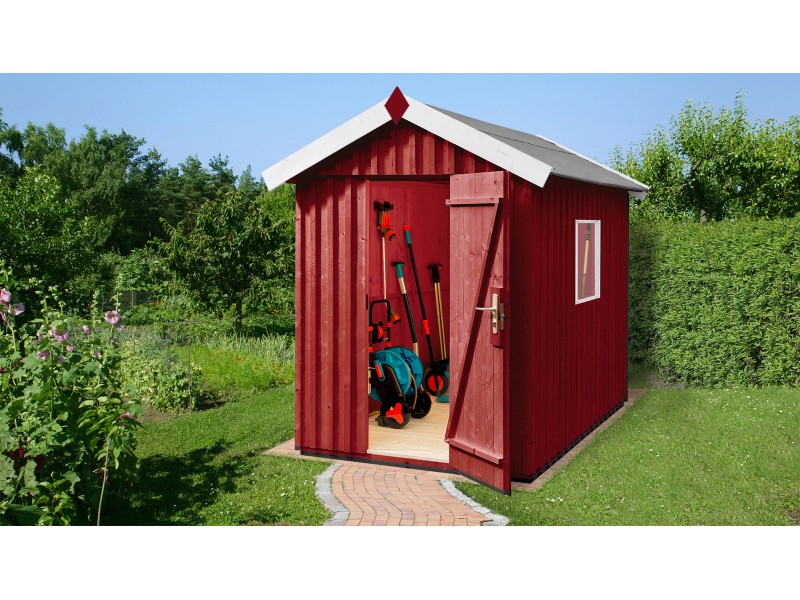 Weka Holz-Gartenhaus Schwedenrot 162 x Lasiert 208 cm cm Satteldach