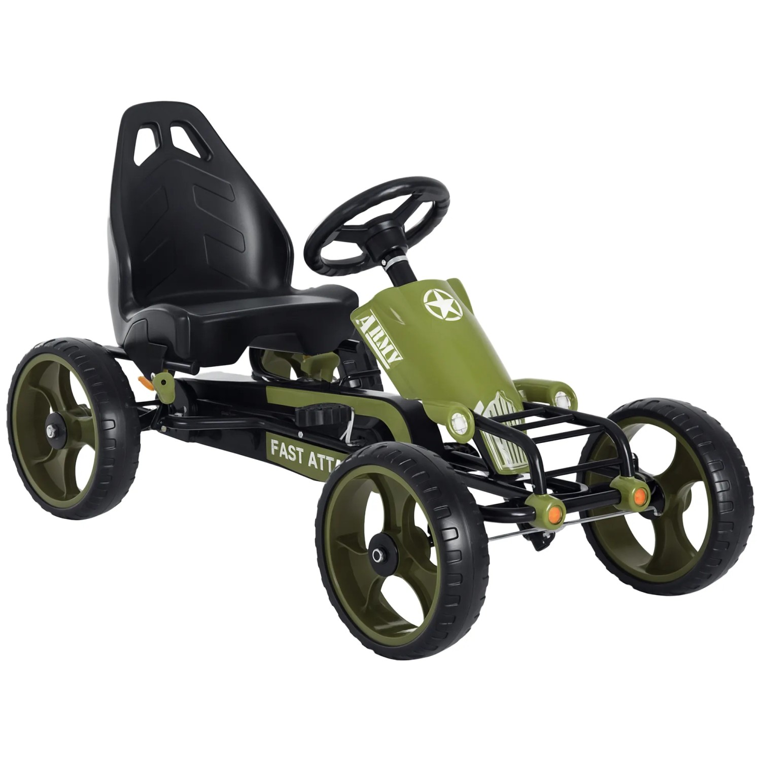 HOMCOM Go Kart Tretauto mit Handbremse Verstellbarem Sitz