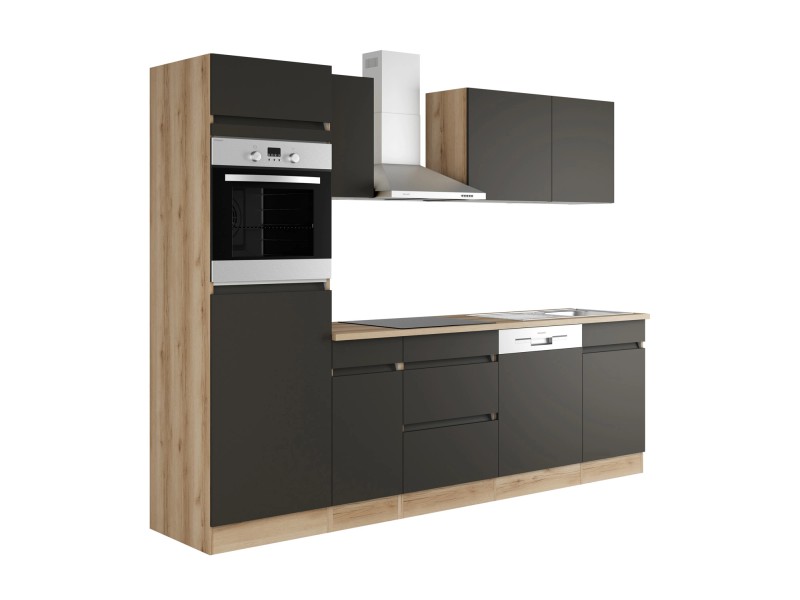 Optifit Küchenzeile OPTIkombi Noah420 ohne E-Geräte 270 cm Anthrazit/ Wildeiche kaufen bei OBI
