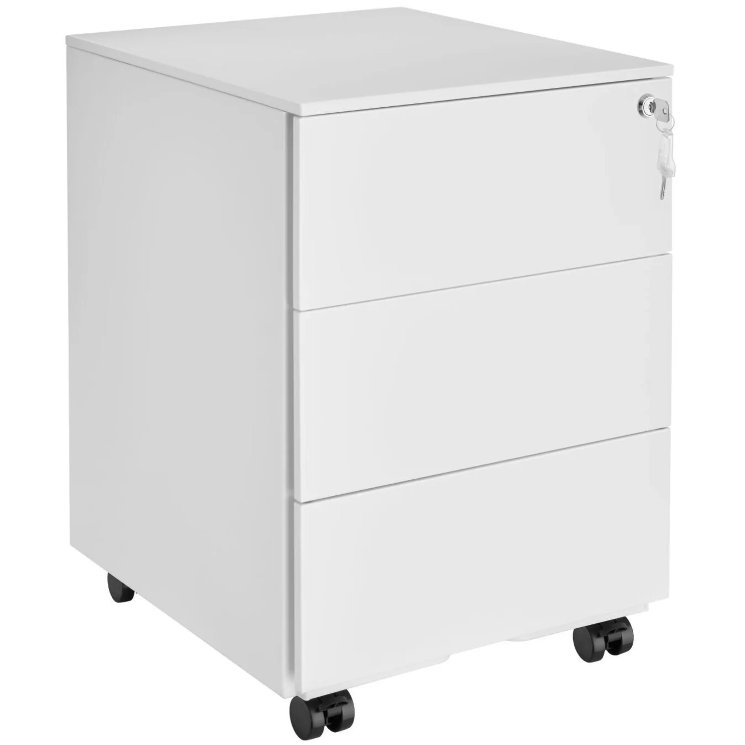 Tectake Aktenrollschrank Magna Aus Pulverbeschichtetem Stahl Mit 3 Schubladen  45 x 39 x 55 cm Weiß