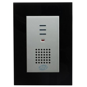 REV Funk-Gong IP Türklingel mit LED-Anzeige und schwarzem Rahmen.
